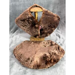 Vintage Real Fur Collar & Muff Set Brown Curly Persian Lamb Beaver 1940s 1950s